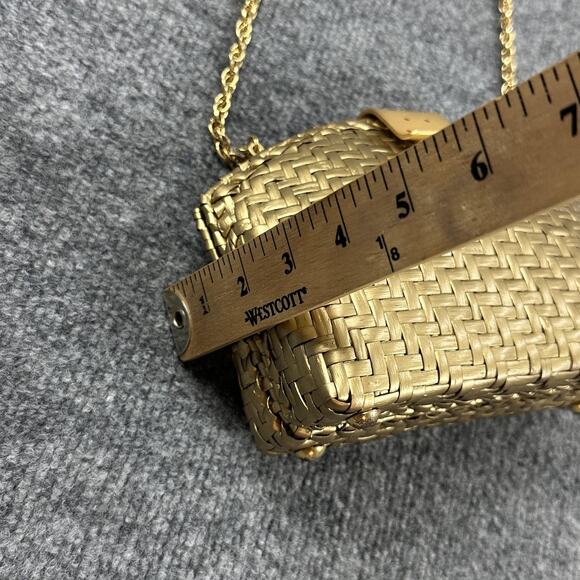 Vintage Rodo Clutch Gold Woven Metal Chain Shoulder Bag Crossbody Evening Luxury - Picture 13 of 14